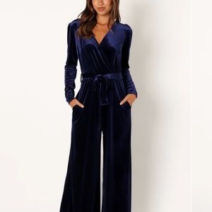 Navy blue/ deep sapphire velvet jumpsuit